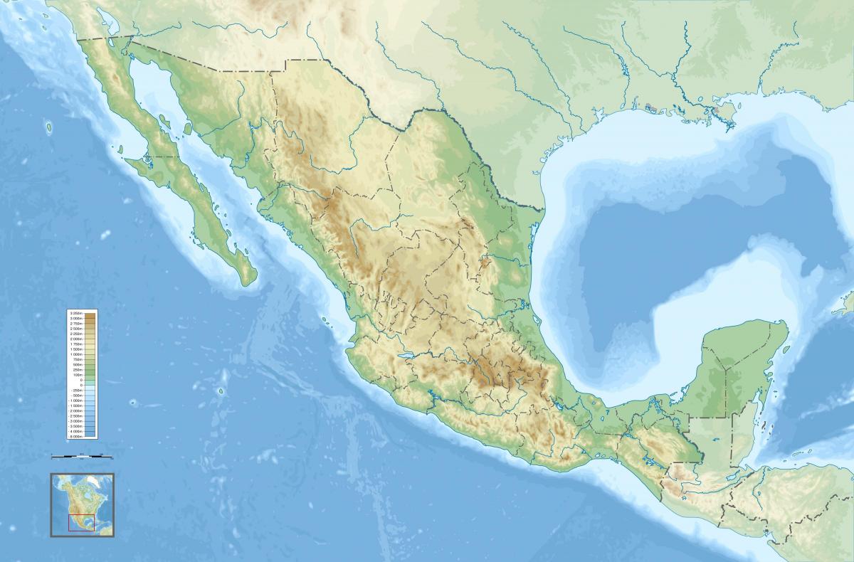 Топографическая карта Мексики